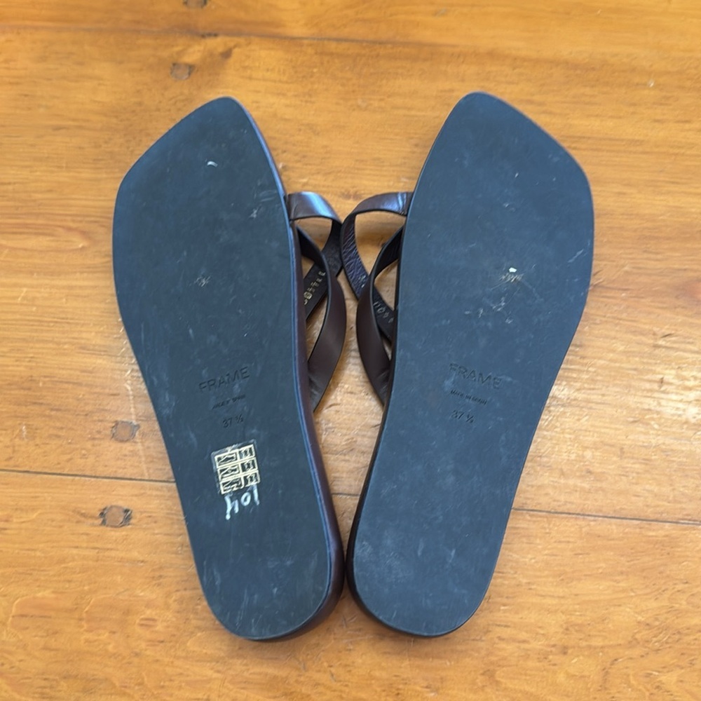 Frame Denim Women's Dark Brown Leather Strappy Slide Sandal - Picture 5 of 12